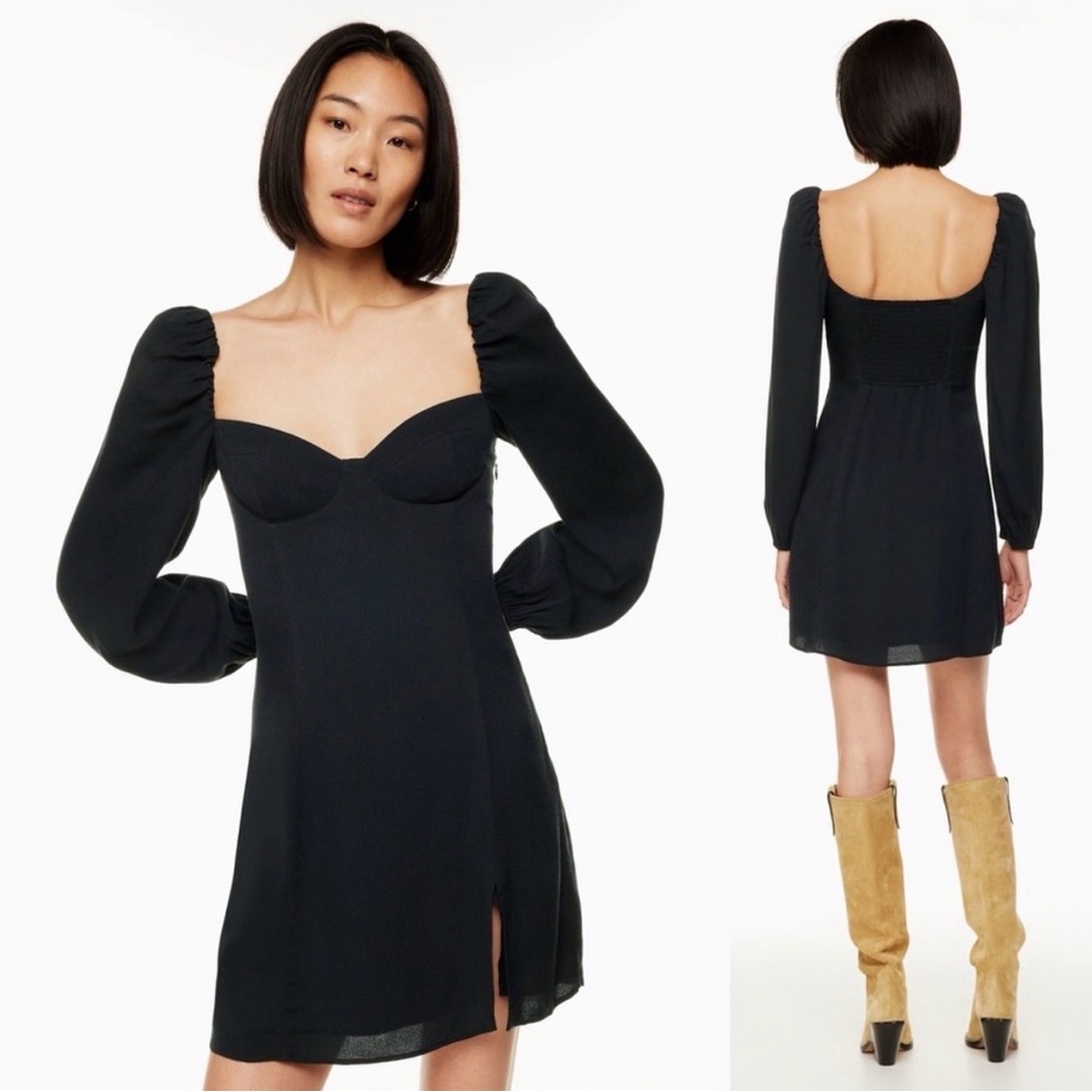 Wilfred Aritzia Novella Viscose Dress Puff Sleeve Sweetheart Mini [Sz 10]